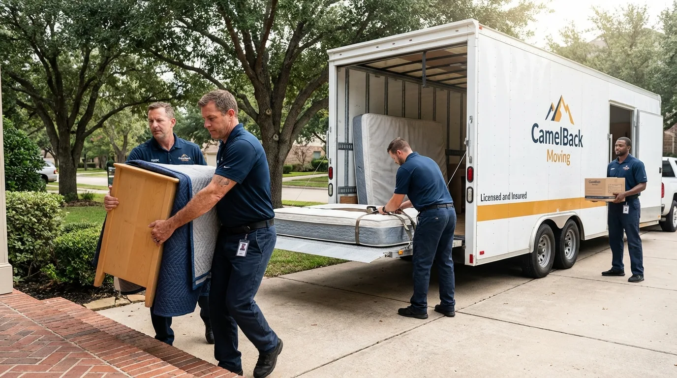 Crew loading residential truck for cross-state move from Ripley, WV